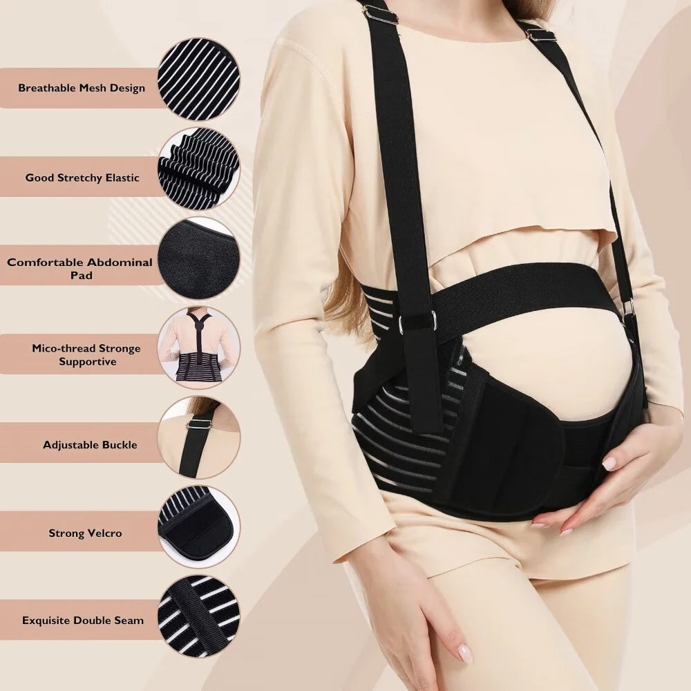 Maternity support band for belly and lower back during pregnancy