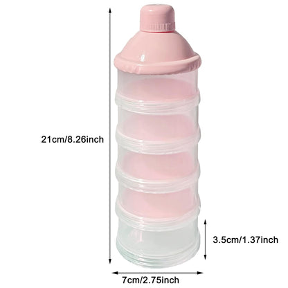 2 PCS 5 Layers Baby Milk Powder Dispenser, Milk Powder Pots, Formula Dispenser Portable Milk Powder Formula Dispenser Container Pot Box Milk Cans Snack Storage Box for Travel(Light Pink+ Light Pink)