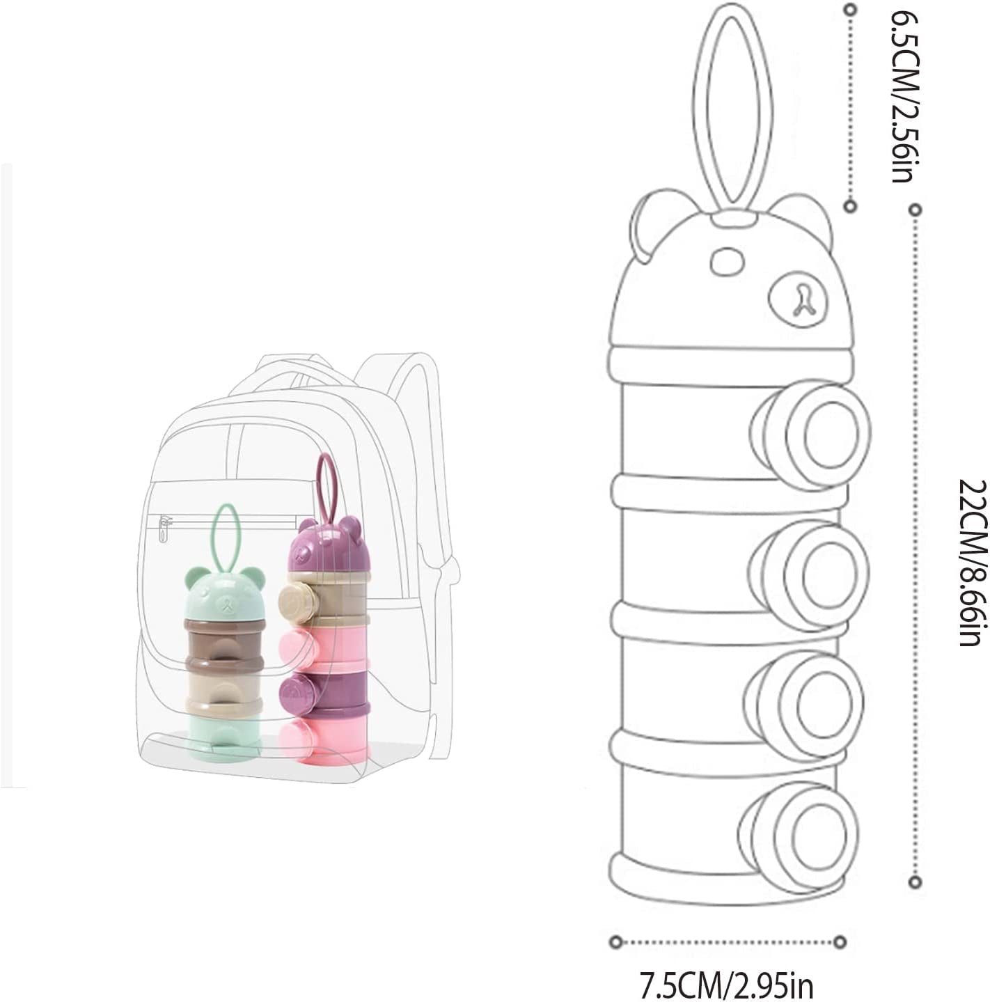2 PCS Milk Powder Pots,Candy Storage Tank,Formula Dispenser Portable Milk Powder Formula Dispenser Container Pot Box Milk Cans Snack Storage Box for Travel