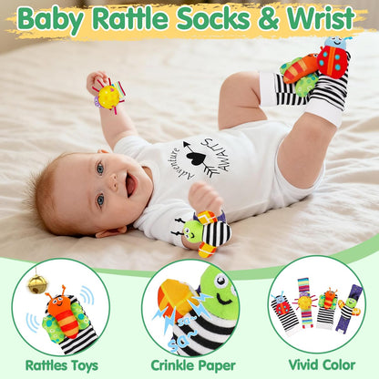 Baby Shower Gifts Basket for Newborn Baby Boy Girl Gender Reveal with Newborn Essentials Baby Rattles Blanket Onesie Black and White High Contrast Baby Book Toys 0-6 Months Baby Girls Boys Shower Gift