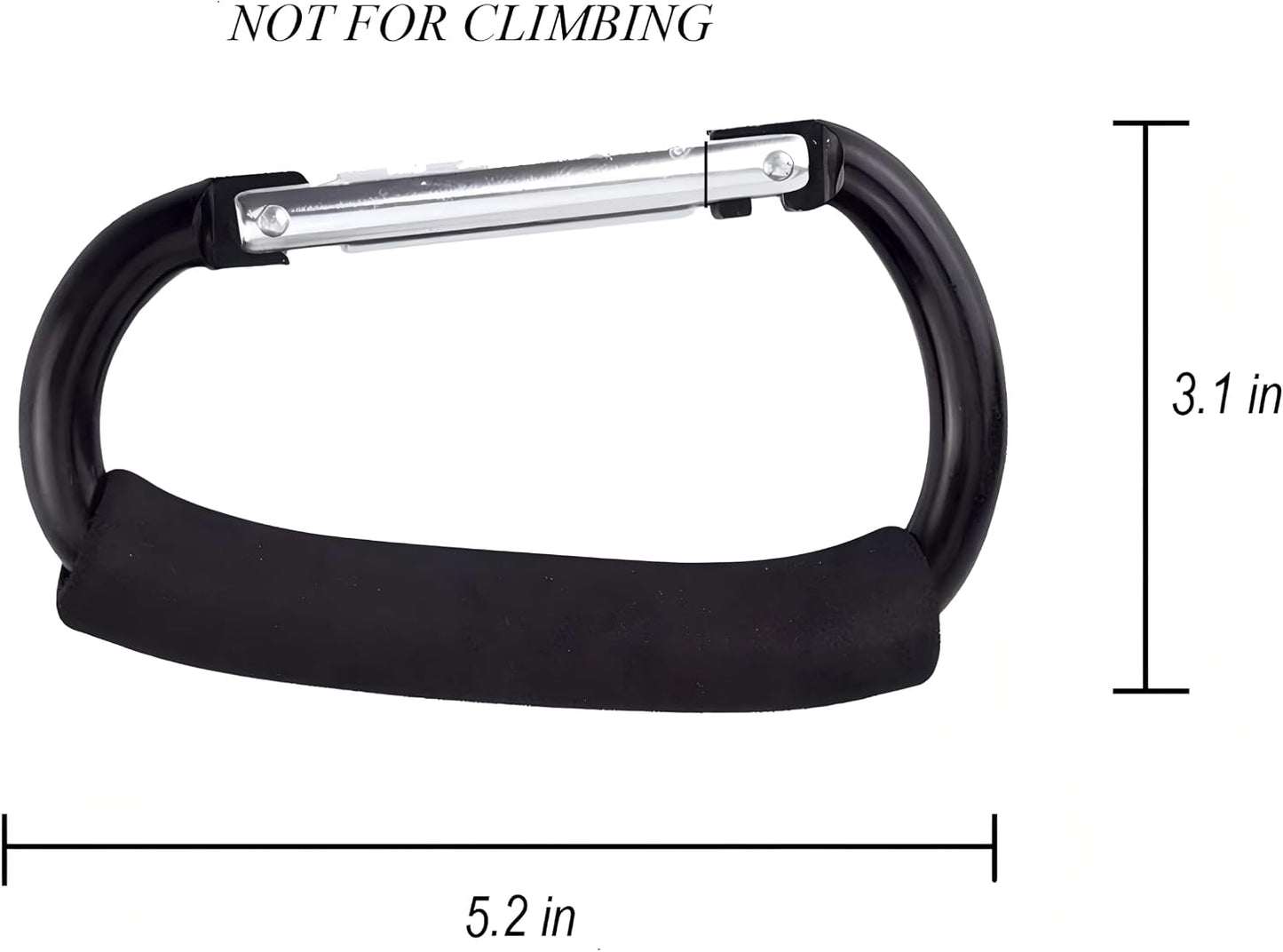 3PCS Stroller Hooks, 5.2'' Large Carabiner Clip - Carabiner Large, Baby Stroller Hooks for Hanging Bags, Stroller Accessories(Black)