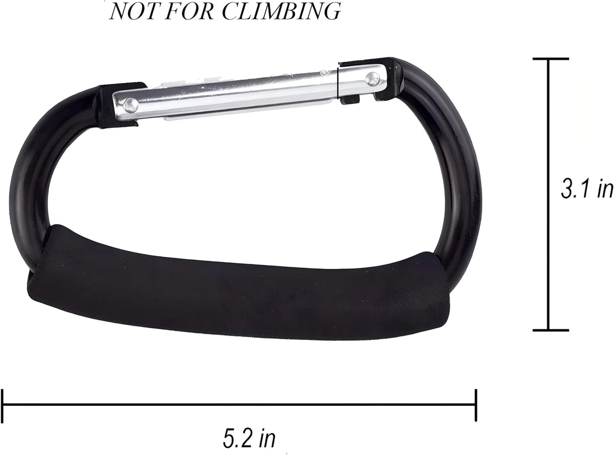 3PCS Stroller Hooks, 5.2'' Large Carabiner Clip - Carabiner Large, Baby Stroller Hooks for Hanging Bags, Stroller Accessories(Black)