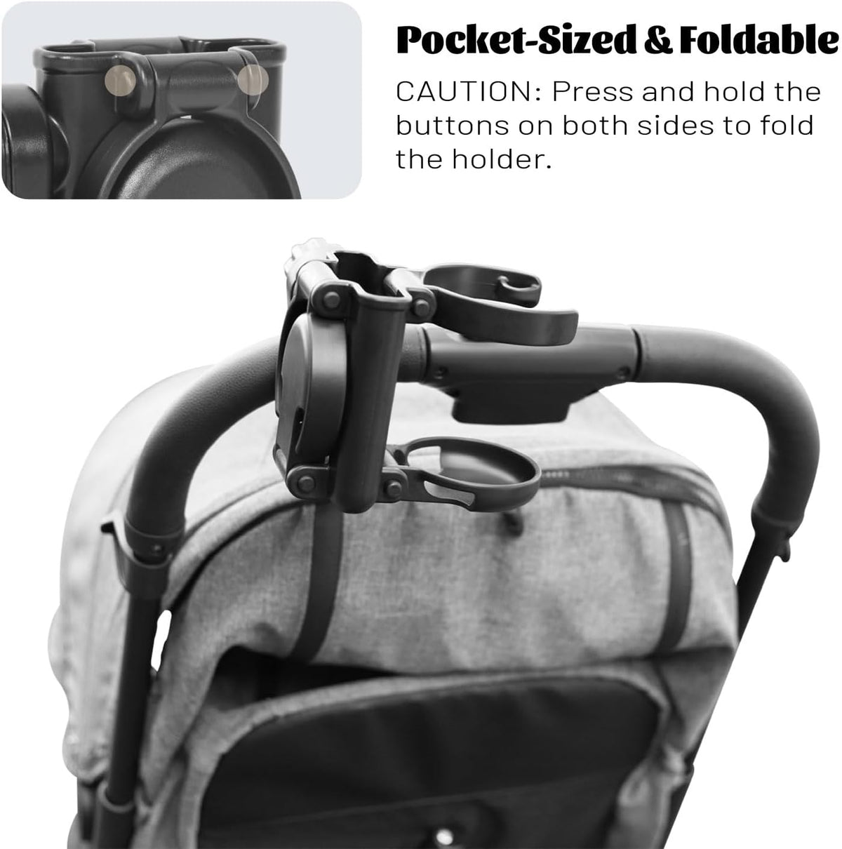 Baby Stroller Cup Holder with Hooks Phone Holder Baby Travel Essential Universal Stroller Accessories Attachment Bike Wheelchair