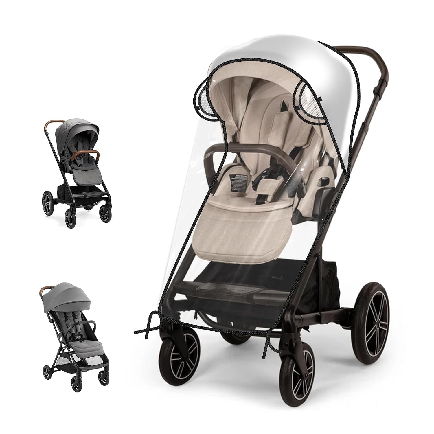 Stroller Rain Cover Compatible with Nuna Stroller, Universal Waterproof Windproof Plastic Stroller Cover for Rain and Snow, Breathable Baby Stroller Weather Shield for Nuna & Most Standard Strollers