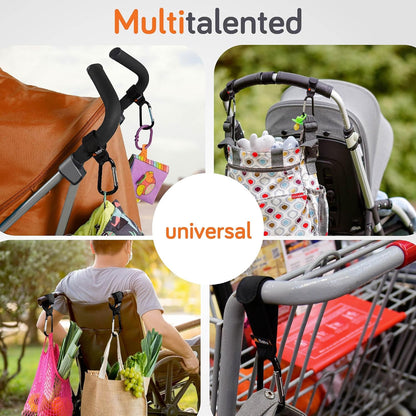 Stroller Hooks for Bags (2 Pack) - Non-Slip, One-Hand Use, 11 Lb