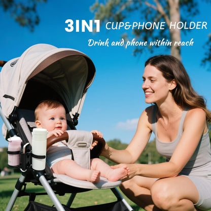 Baby Stroller Cup Holder with Hooks Phone Holder Baby Travel Essential Universal Stroller Accessories Attachment Bike Wheelchair